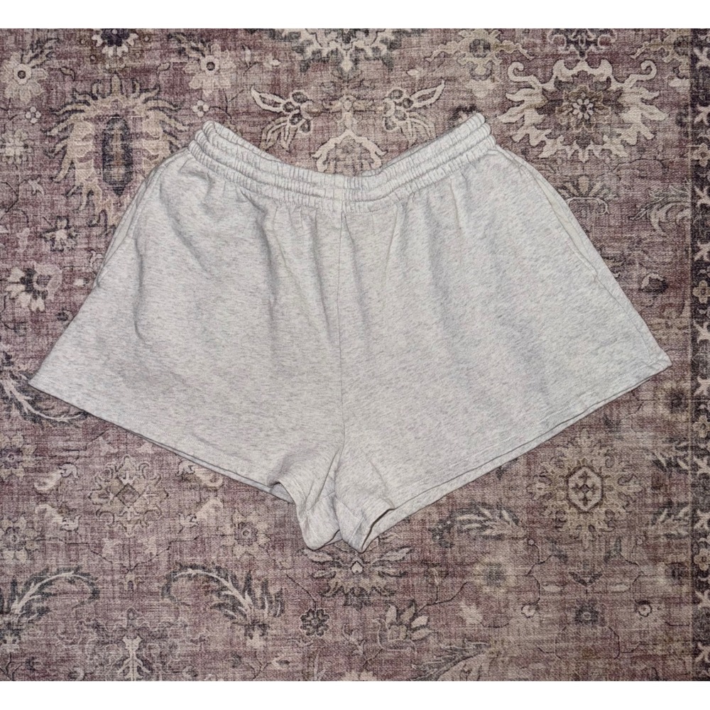 Victoria's Secret PINK Gray Campus Fleece Lounge Shorts Logo Pockets Size Large - Picture 3 of 6